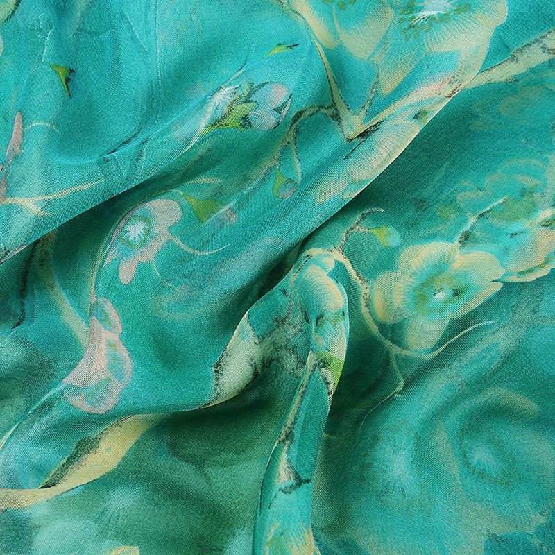 E-Clover Herebuy - Unique Women's Floral Scarves: Chiffon Flowers & Birds Printed Scarf - Image 4